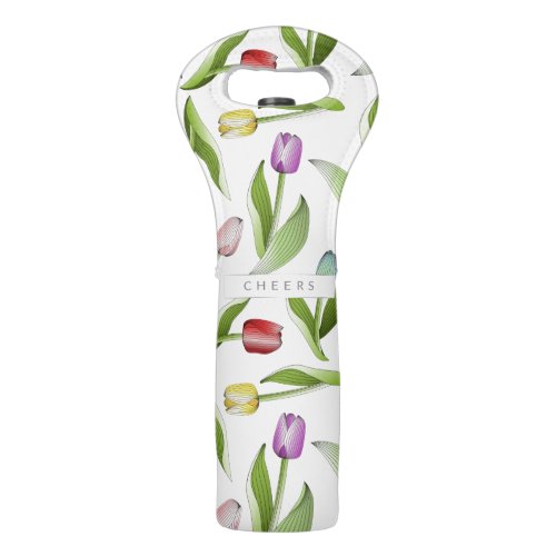 Cheers _ Modern Colorful Tulip Flower Pattern Wine Bag