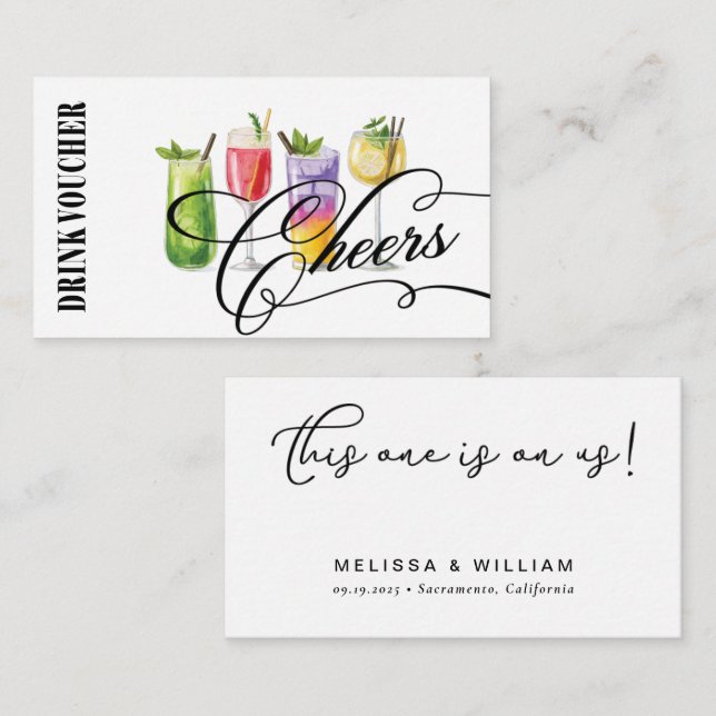 Cheers Modern Drink Voucher Enclosure Card (Front/Back)