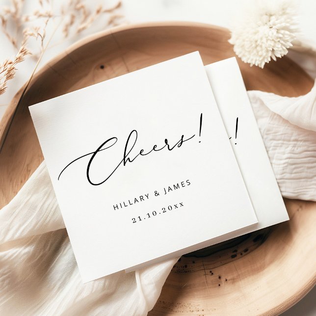 Cheers! Modern Elegant Calligraphy Wedding   Napkins (Creator Uploaded)