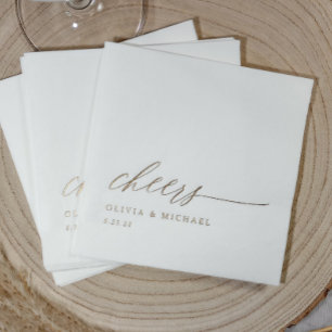 Cheers Modern Elegant Typography Wedding Foil Napkins