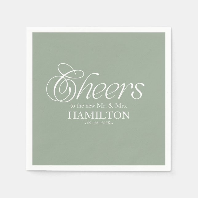 Cheers Modern Minimalist Wedding Napkins (Front)