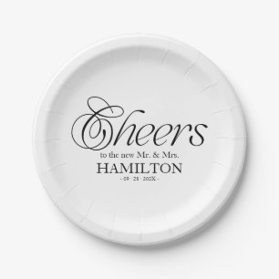 Cheers Modern Minimalist Wedding Paper Plates