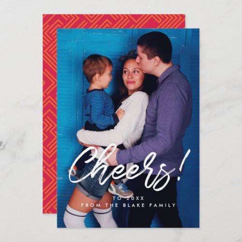 Cheers Modern New Year family photo card