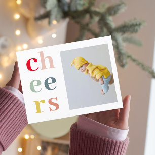 Cheers Modern Pastel Holiday Photo Postcard