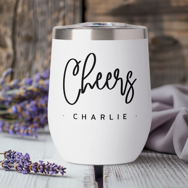 Cheers modern script custom name thermal wine tumbler (Cheers modern script custom name thermal wine tumbler)