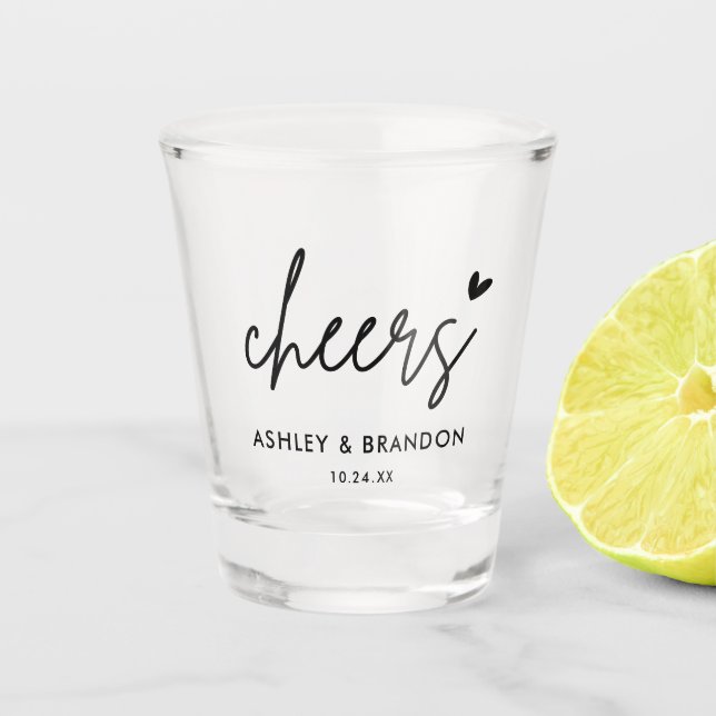 Cheers Modern Wedding Party Favor Shot Glass (Front)
