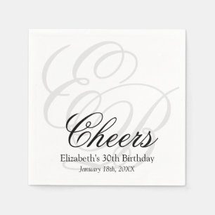Cheers Monogrammed 30th Birthday Party Napkins