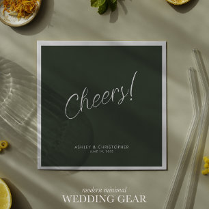Cheers! Moss Green Minimal Any Occasion Cocktail Napkins