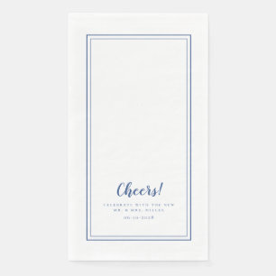 Cheers Mr & Mrs Blue White Modern Wedding Dinner Paper Guest Towels