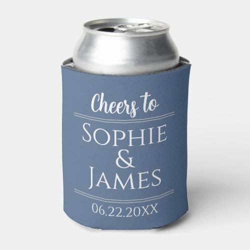 Cheers Mr  Mrs Dusty Blue Wedding Favor Can Cooler