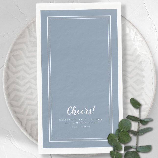 Cheers Mr & Mrs Modern Wedding Dusty Blue Dinner Paper Guest Towels (Cheers Mr & Mrs Modern Wedding Dusty Blue Dinner Paper Guest Towels)