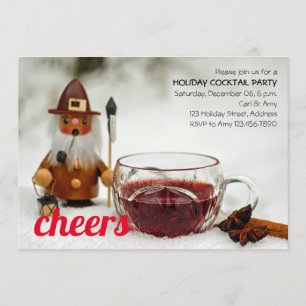 Cheers Mulled Wine & Gnome Holiday Cocktail Invitation