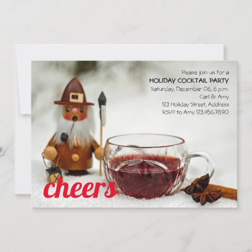 Cheers Mulled Wine  Gnome Holiday Cocktail Invitation