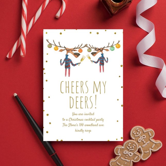 Cheers My Deers Festive Christmas Party Cocktails  Invitation (Creator Uploaded)