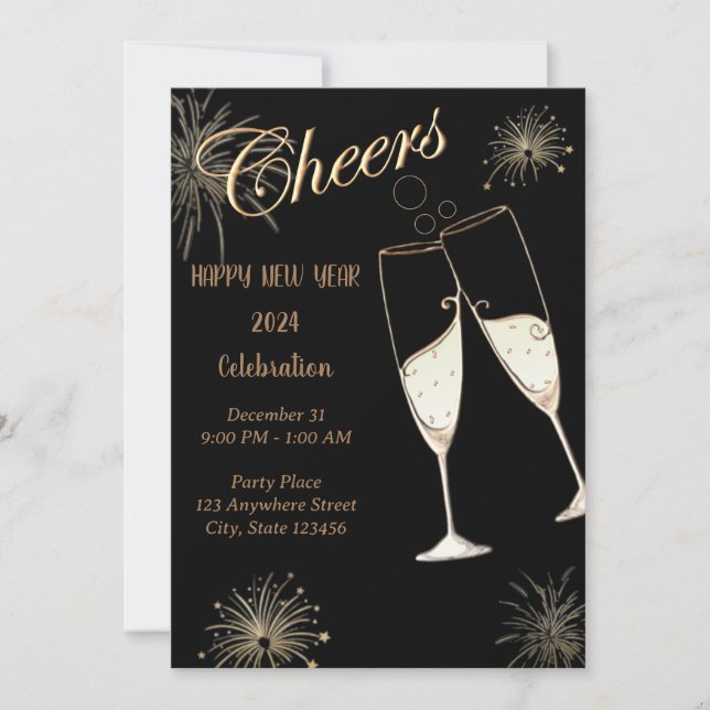 Cheers New Year Invitation (Front)