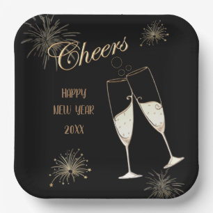 Cheers New Year Paper Plates