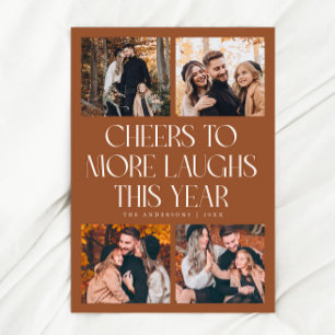 CHEERS New Year Terracotta Multi Photo Holiday Card
