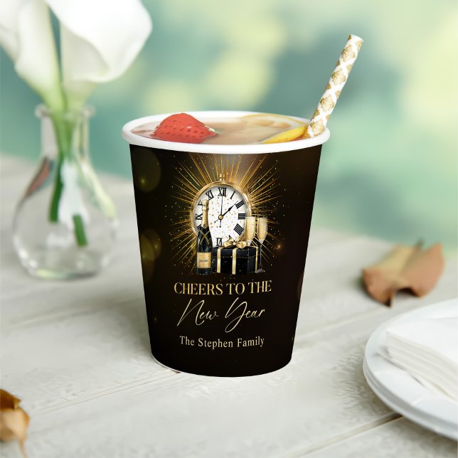Cheers New Years Eve Party 2025 Gold Champagne Paper Cups (Creator Uploaded)