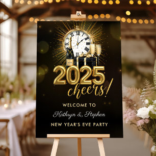 Cheers New Years Eve Party 2025 Welcome Sign