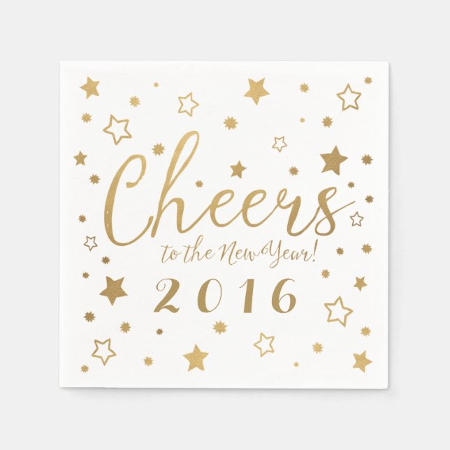 Cheers New Year's Eve Party Napkins / White (Front)