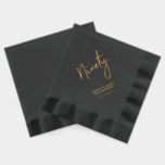 Cheers Ninety | Modern Adult 90th Birthday Party Foil Napkins<br><div class="desc">This custom foil napkin will add stylish detail to your 90th birthday celebration. This design features simple chic lettering "Ninety" with custom text. Matching invitations and birthdayt party supplies are available in my shop BaraBomDesign.</div>