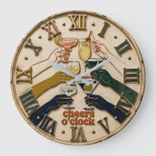 Cheers O'Clock Cocktail Party Bar Decor Large Clock