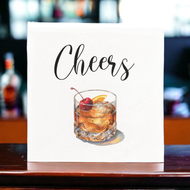 Cheers Old Fashioned Cocktail Drink Napkins (Creator Uploaded)