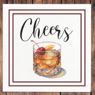 Cheers Old Fashioned Script Border Napkins