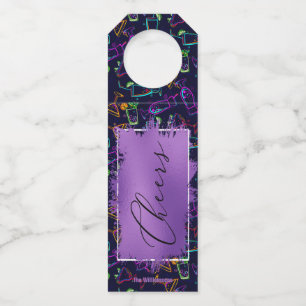 CHEERS on Neon Cocktails Bottle Hanger Tag