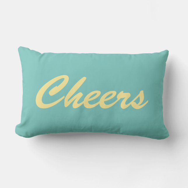 Cheers on Turquoise - Outdoor Lumbar Pillow (Front)