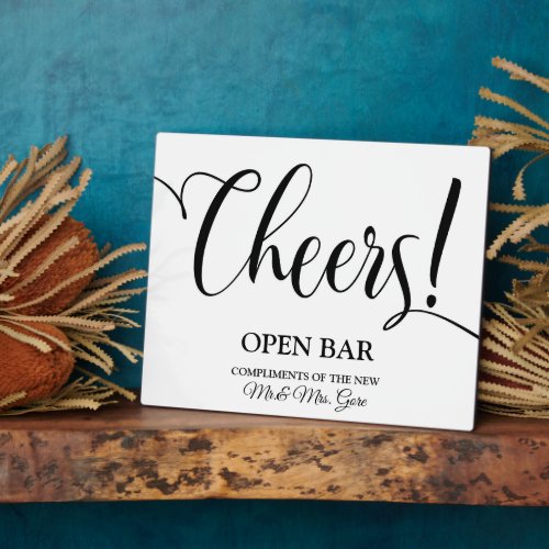 Cheers Open Bar sign Tabletop Plaque 