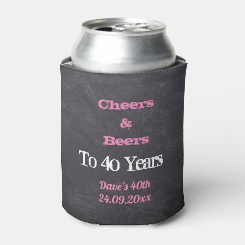 Cheers Personalised Chalkboard Birthday Pink  Can Cooler