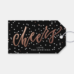 Cheers Personalized Holiday Gift Tag // Rose Gold