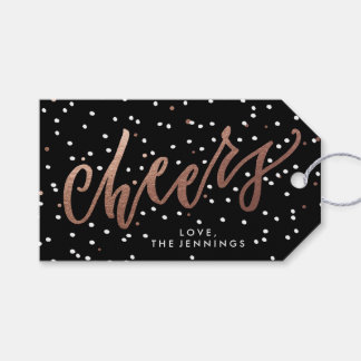 Cheers Personalized Holiday Gift Tag // Rose Gold