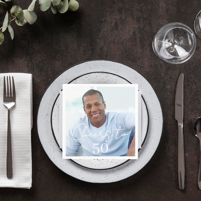 Cheers photo birthday party napkins (Creator Uploaded)