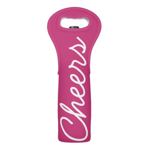 Cheers Pink And White Customizable Wine Bag