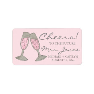 Cheers! Pink Champagne Bridal Shower Wedding Label