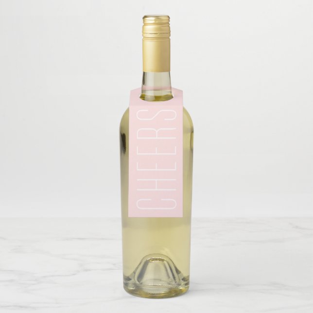 Cheers pink modern destination wedding bottle hanger tag (On Bottle)