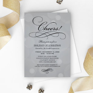 Cheers Platinum Gray Corporate Holiday Party Invitation