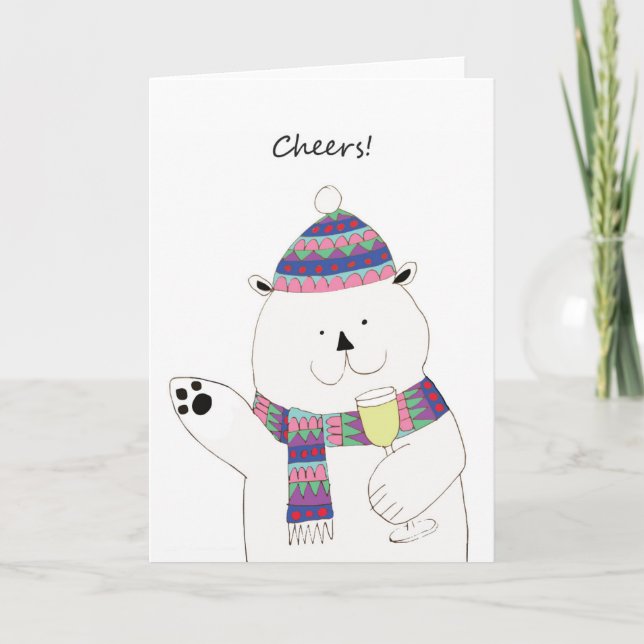 Cheers! Polar Bear Christmas Card (Front)