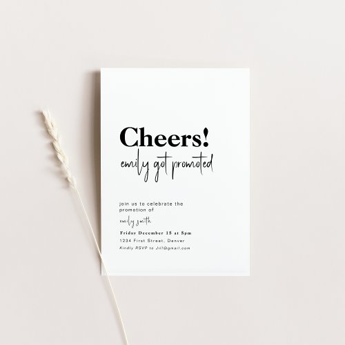 Cheers, Promotion New Job Party Invite