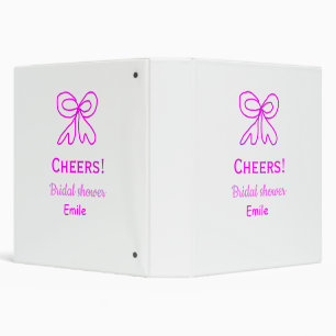 Cheers purple pink bow bridal shower add name  3 ring binder