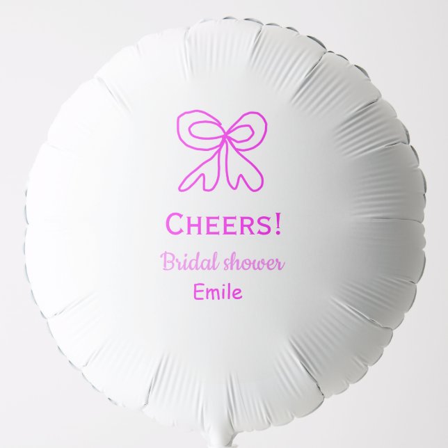 Cheers purple pink bow bridal shower add name  balloon (Front)