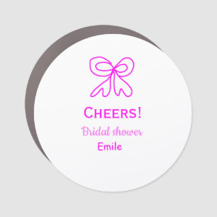 Cheers purple pink bow bridal shower add name car magnet