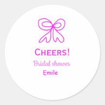 Cheers purple pink bow bridal shower add name