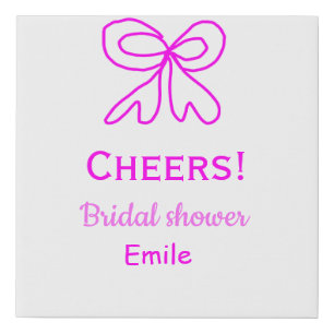 Cheers purple pink bow bridal shower add name faux canvas print