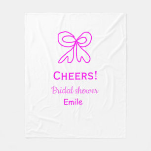Cheers purple pink bow bridal shower add name fleece blanket