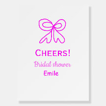 Cheers purple pink bow bridal shower add name