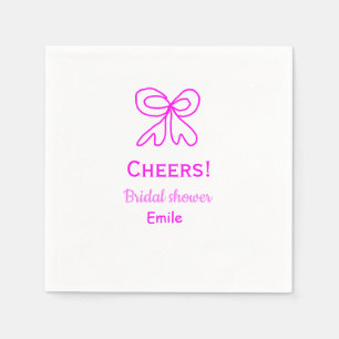 Cheers purple pink bow bridal shower add name napkins