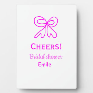 Cheers purple pink bow bridal shower add name plaque